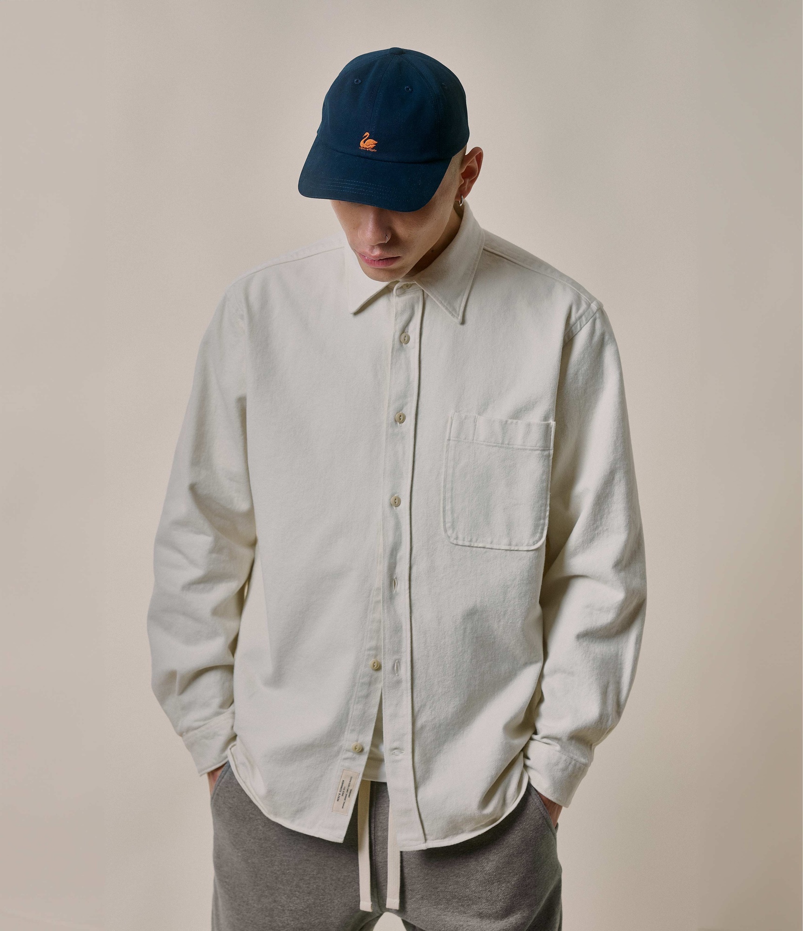 Beige Men Merz B. Schwanen SHIRT01T organic cotton broken twill Shirts | MERZ7201458